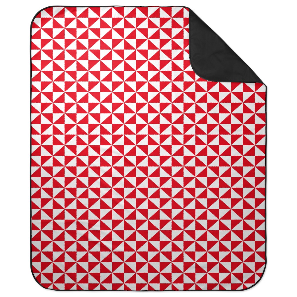 Pinwheels - Red and White Picnic Blanket, Red