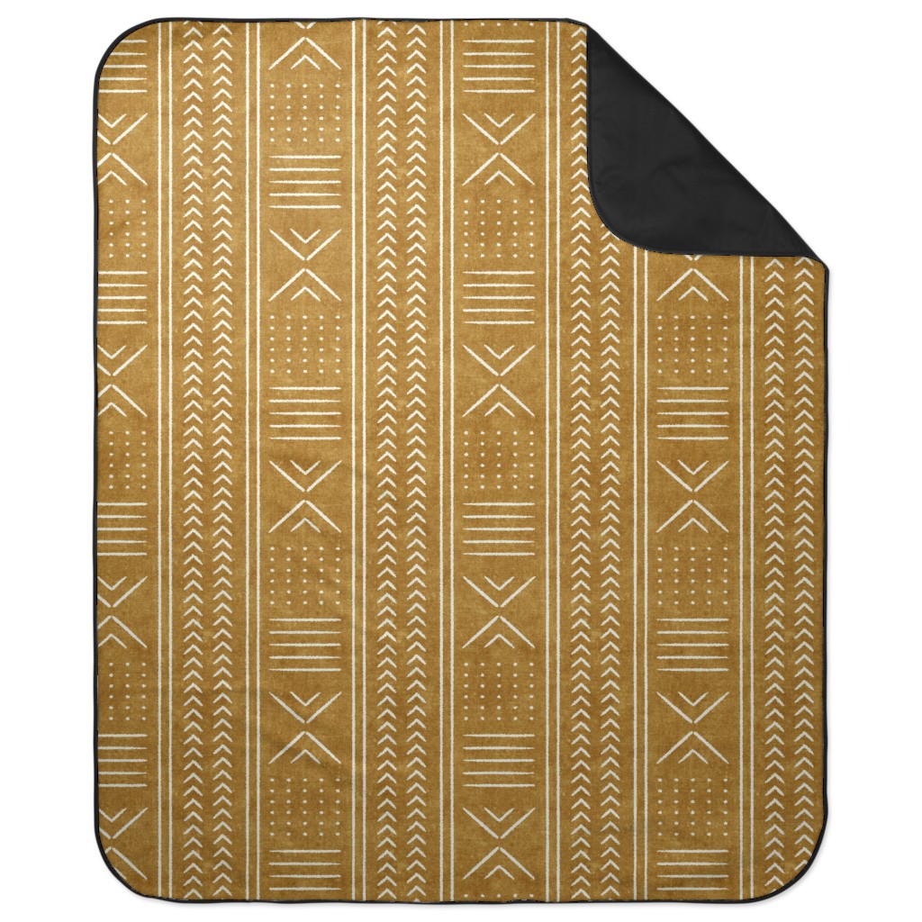 Mudcloth - Mustard Picnic Blanket, Yellow, Classic Yellow