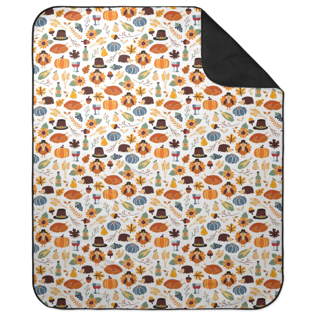 Thanksgiving - Multi on White Picnic Blanket, Multicolor