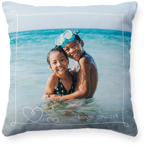 Whimsy Heart Border Pillow, Woven, White, 16x16, Double Sided, White