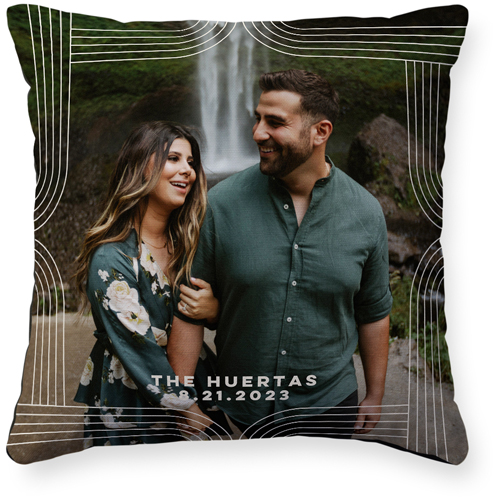 Modern Arch Border Pillow, Woven, Black, 16x16, Single Sided, Beige, antique white