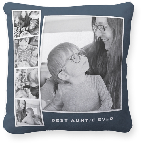 Modern Filmstrip Collage Pillow, Plush, White, 16x16, Single Sided, Gray