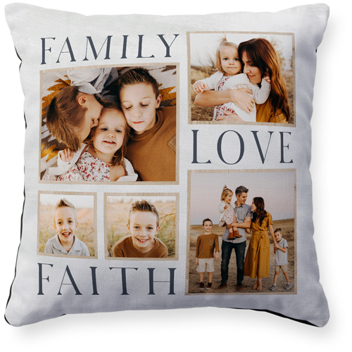 Rustic Family Sentiments Pillow, Woven, Black, 16x16, Single Sided, Beige