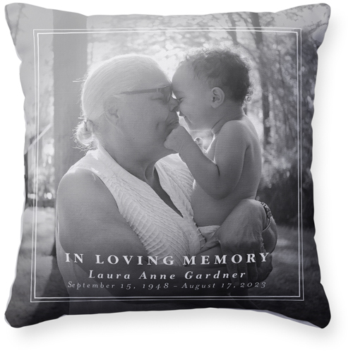 Memorial Frame Pillow, Woven, White, 16x16, Double Sided, White