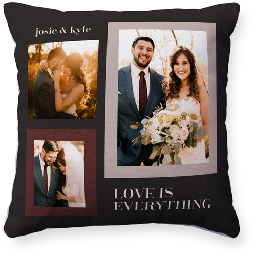 Modern Dark Neutral Pillow, Woven, White, 16x16, Double Sided, Gray, charcoal