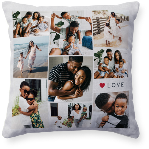 Modern Love Collage Pillow, Woven, Beige, 16x16, Single Sided, Red, cabernet