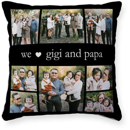 We Heart Montage Pillow, Woven, White, 16x16, Double Sided, Black