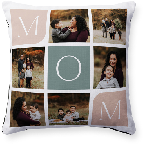 Mom Color Grid Pillow, Woven, Black, 16x16, Single Sided, White, white