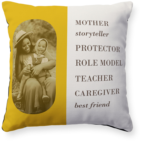 Traits of the Best Pillow, Woven, Black, 16x16, Single Sided, Yellow