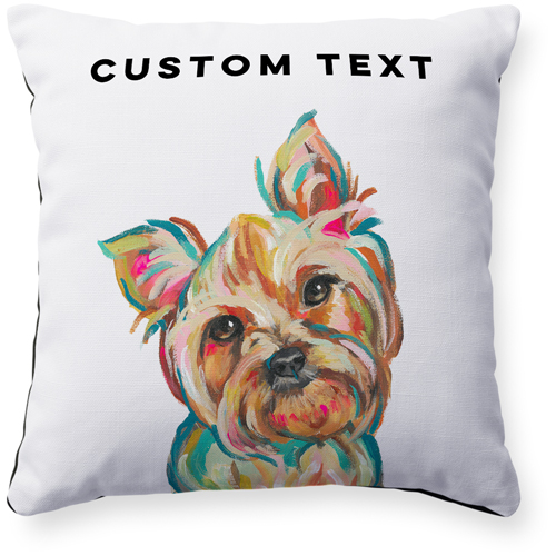 Yorkie Custom Text Pillow, Woven, Black, 16x16, Single Sided, Multicolor