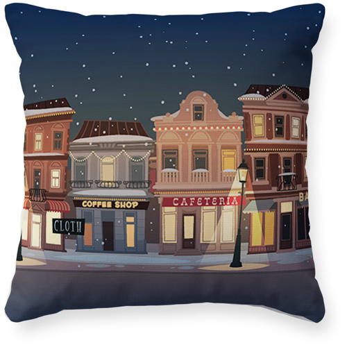 Holiday Street Pillow, Woven, Beige, 16x16, Single Sided, White