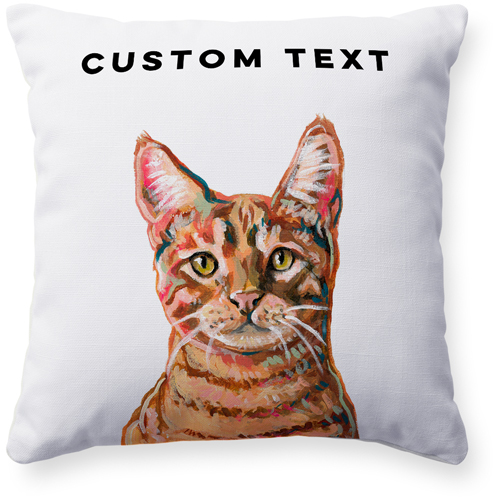 Orange Tabby Custom Text Pillow, Woven, Beige, 16x16, Single Sided, Multicolor