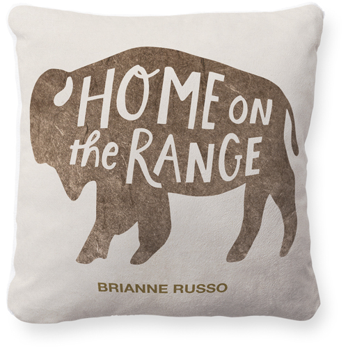 Desert Adventure Home On The Range Pillow, Plush, White, 16x16, Single Sided, Beige