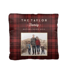 rustic plaid red pillow