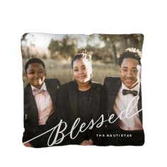 tilted blessed script pillow