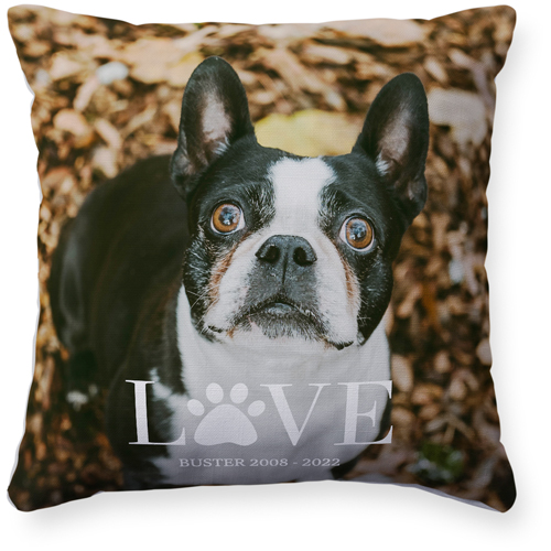 Love Paw Pillow, Woven, White, 16x16, Double Sided, White