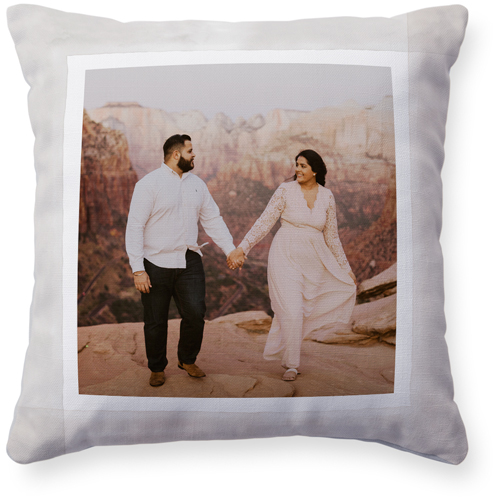 Watercolor Border Pillow, Woven, White, 16x16, Double Sided, White