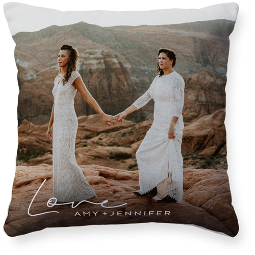 Handwritten Love Pillow, Woven, Beige, 16x16, Single Sided, White, white