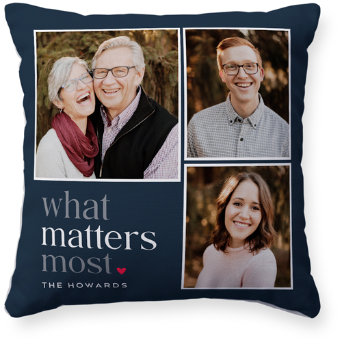 What Matters Most Pillow, Woven, White, 16x16, Double Sided, Blue