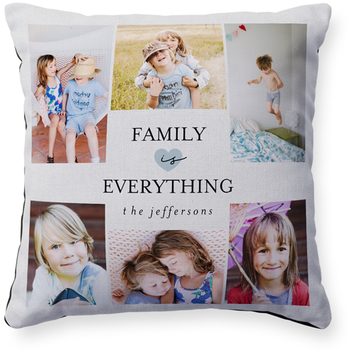 Family Is Everything Pillow, Woven, Black, 16x16, Single Sided, Blue