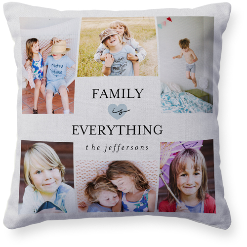 Family Is Everything Pillow, Woven, Beige, 16x16, Single Sided, Blue