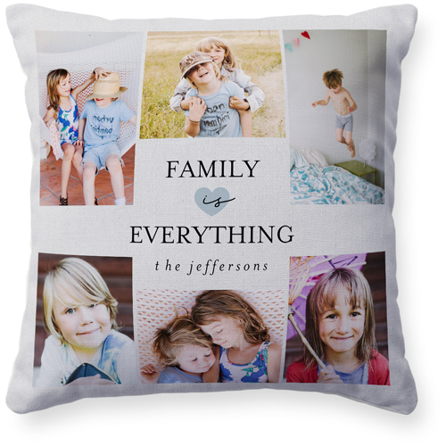 Family Is Everything Pillow, Woven, Beige, 16x16, Single Sided, Blue, marine layer