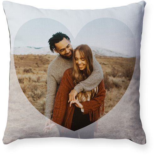 Heart Overlay Pillow, Woven, Black, 18x18, Single Sided, White, white