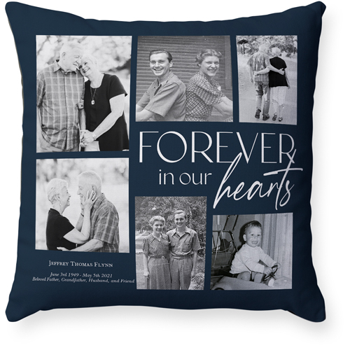 In Our Hearts Memorial Pillow, Woven, Black, 18x18, Single Sided, Black