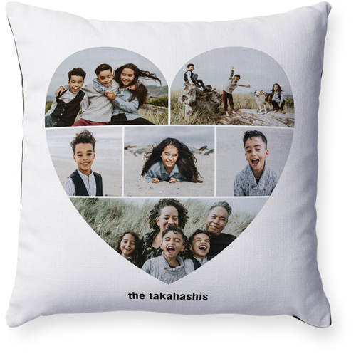 Modern Collage Heart Pillow, Woven, Black, 18x18, Single Sided, White, white