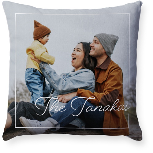 Text Border Pillow, Woven, White, 18x18, Double Sided, White, white