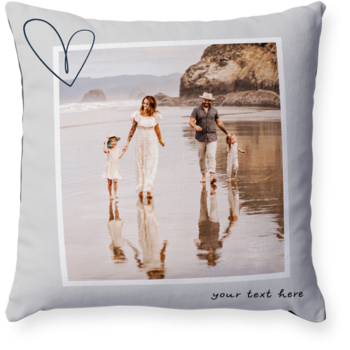 Minimalist Heart Film Pillow, Woven, Black, 18x18, Single Sided, Black, black