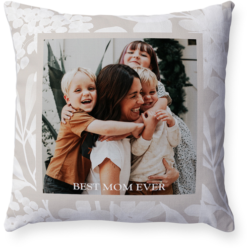 Neutral Foliage Frame Pillow, Woven, White, 18x18, Double Sided, Beige, wheat