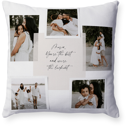Handwritten Note Collage Pillow, Woven, White, 18x18, Double Sided, White