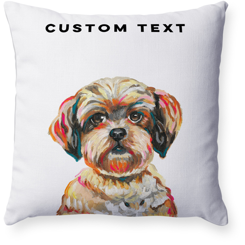 Shih Tzu Custom Text Pillow, Woven, White, 18x18, Double Sided, Multicolor