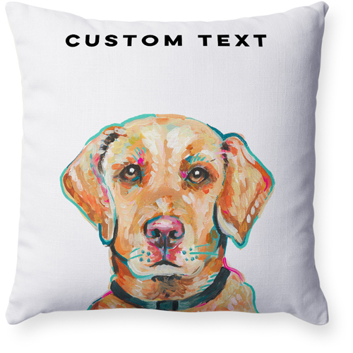 Yellow Lab Custom Text Pillow, Woven, Beige, 18x18, Single Sided, Multicolor
