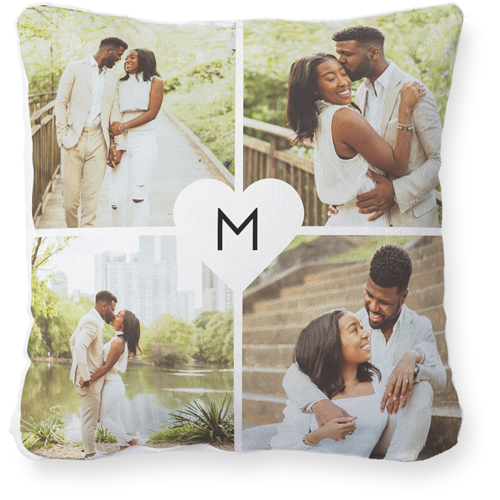 Sweet Heart Monogram Pillow, Plush, White, 18x18, Single Sided, White