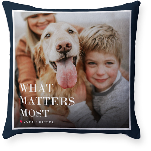 What Matters Most Pillow, Woven, White, 18x18, Double Sided, Black