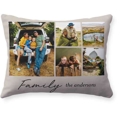 Family Grid Of Memories Pillow, Woven, Beige, 12x16, Single Sided, Beige