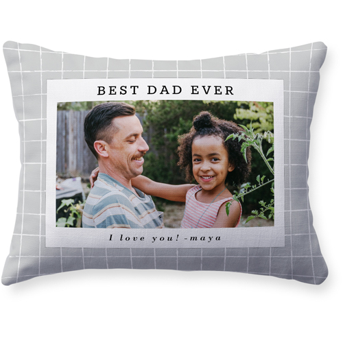 Grid Dad Frame Pillow, Woven, White, 12x16, Double Sided, Gray