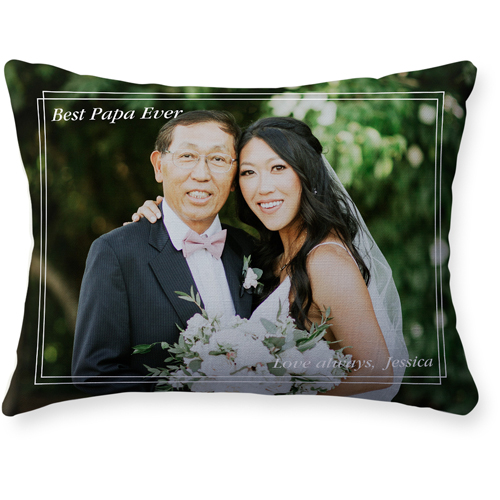 Simple Keyline Border Pillow, Woven, Beige, 12x16, Single Sided, White, white