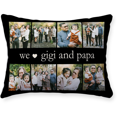 We Heart Montage Pillow, Woven, White, 12x16, Double Sided, Black, black