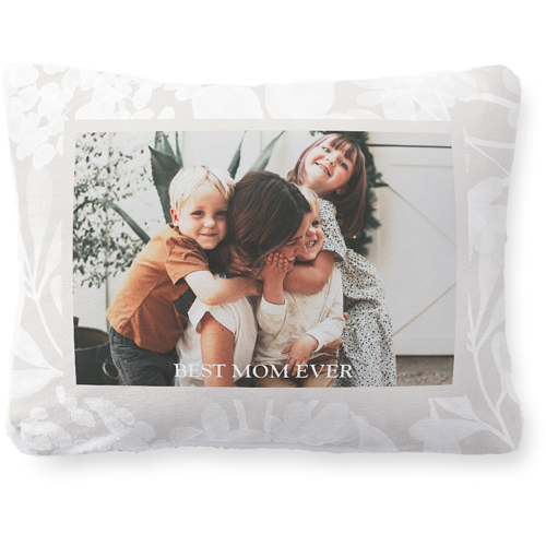 Neutral Foliage Frame Pillow, Plush, White, 12x16, Single Sided, Beige