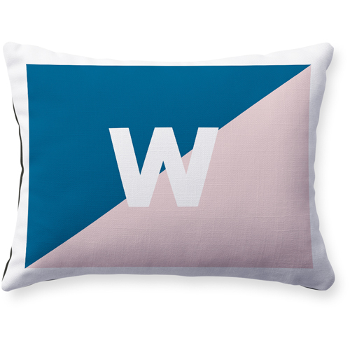 Colorblock Monogram Pillow, Woven, Black, 12x16, Single Sided, Blue