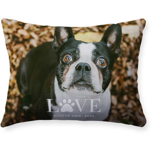 Love Paw Pillow, Woven, Beige, 12x16, Single Sided, White, white