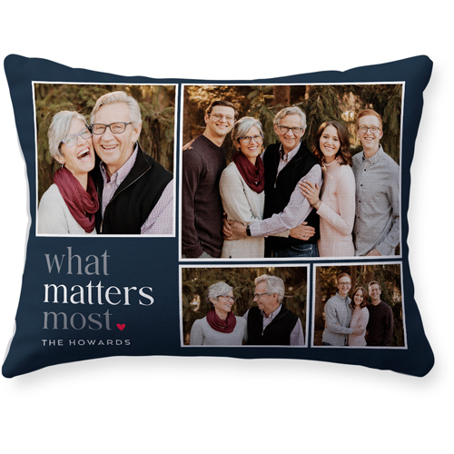 What Matters Most Pillow, Woven, White, 12x16, Double Sided, Blue, bright indigo