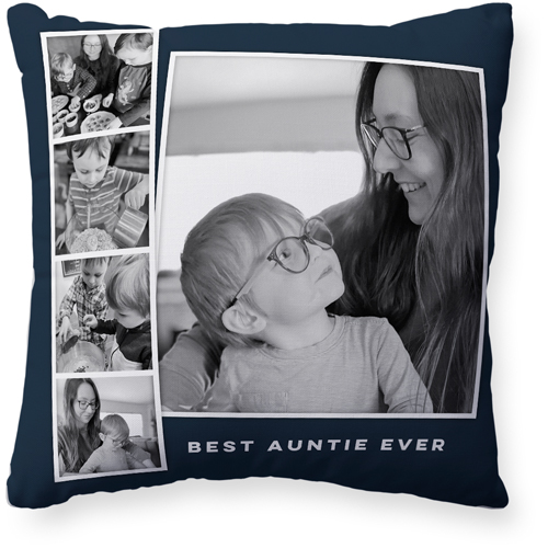 Modern Filmstrip Collage Pillow, Woven, White, 20x20, Double Sided, Gray, gray