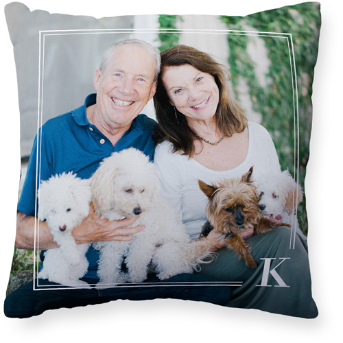 Classic Keyline Monogram Pillow, Woven, Black, 20x20, Single Sided, White, white