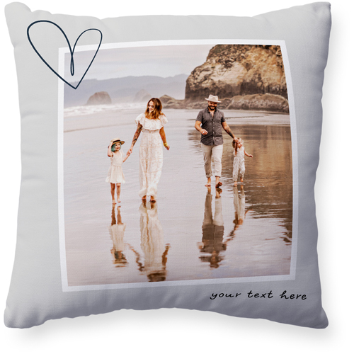 Minimalist Heart Film Pillow, Woven, White, 20x20, Double Sided, Black, black