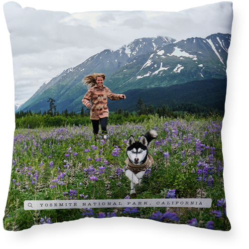 Travel Banner Pillow, Woven, Beige, 20x20, Single Sided, White, white