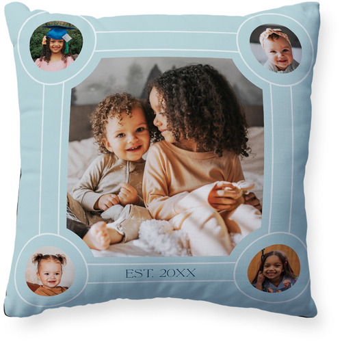 Vintage Family Tree Pillow, Woven, Black, 20x20, Single Sided, Blue, oasis